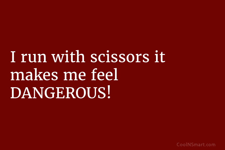 I run with scissors it makes me feel DANGEROUS!