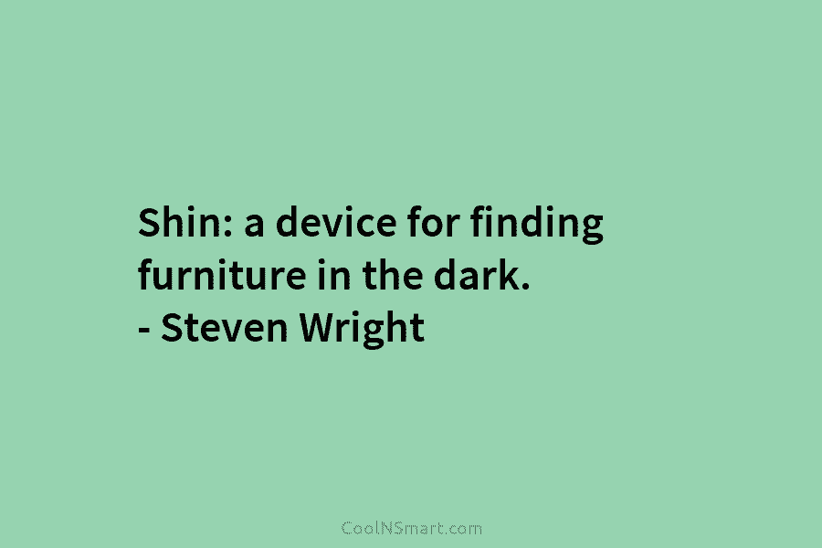 Shin: a device for finding furniture in the dark. – Steven Wright