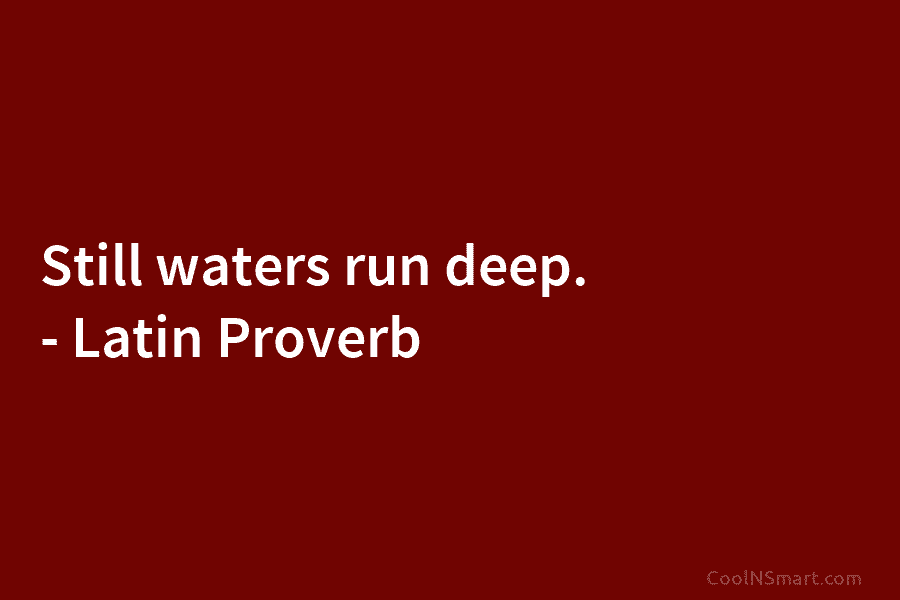 Still waters run deep. – Latin Proverb