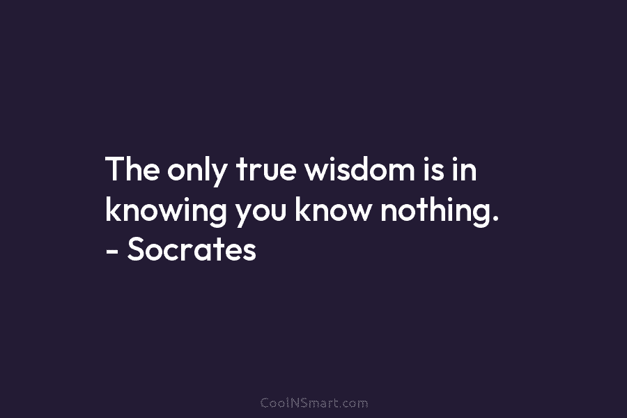 The only true wisdom is in knowing you know nothing. – Socrates
