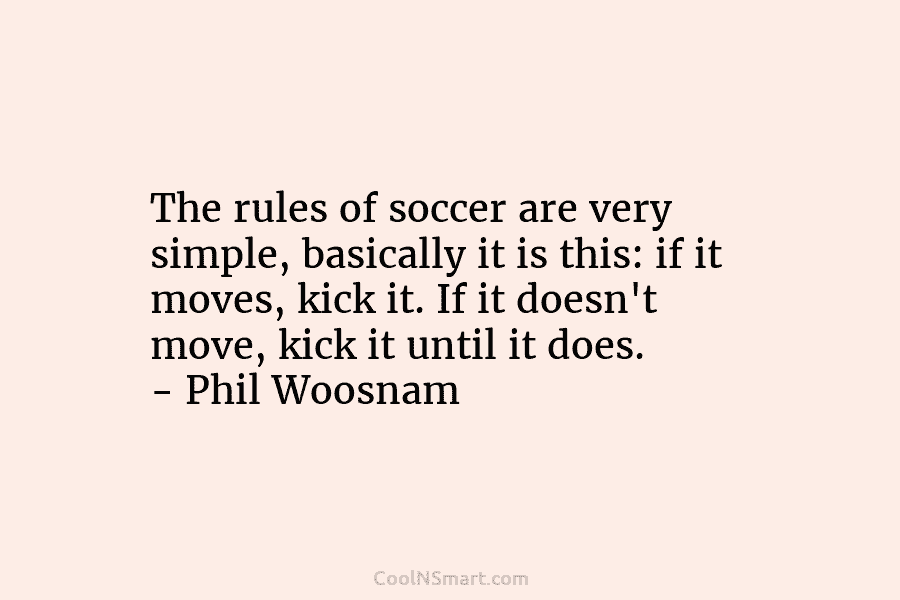 The rules of soccer are very simple, basically it is this: if it moves, kick...