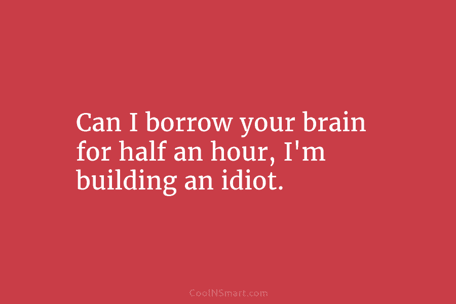 Can I borrow your brain for half an hour, I’m building an idiot.