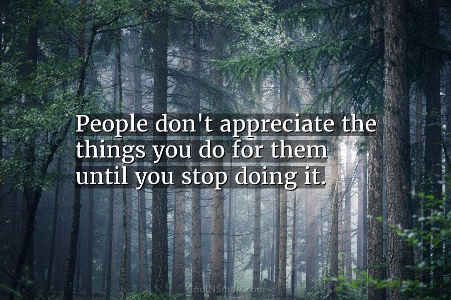 Quote People Dont Appreciate The Things You Do For Them Until You