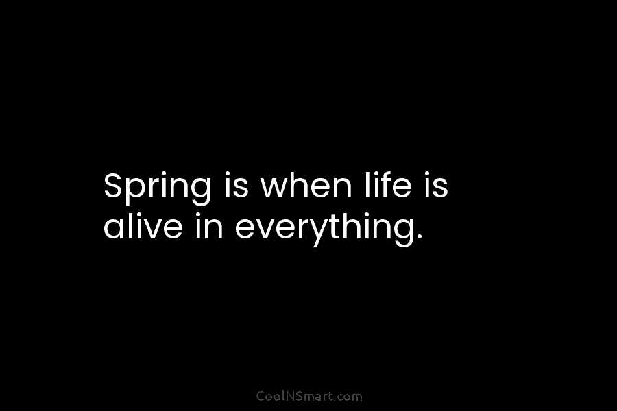 Spring is when life is alive in everything.
