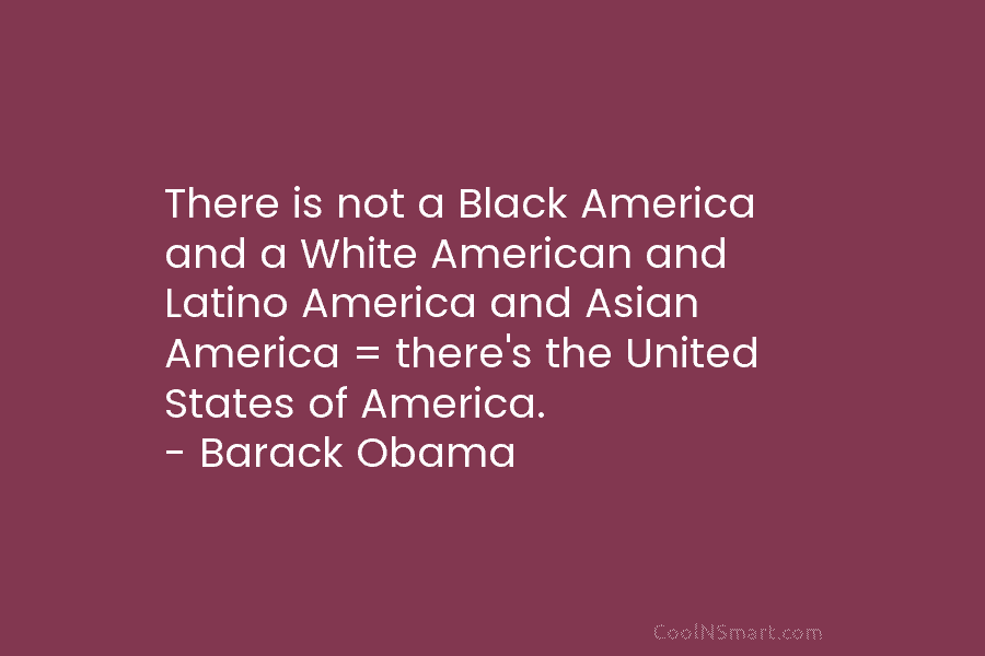 There is not a Black America and a White American and Latino America and Asian...
