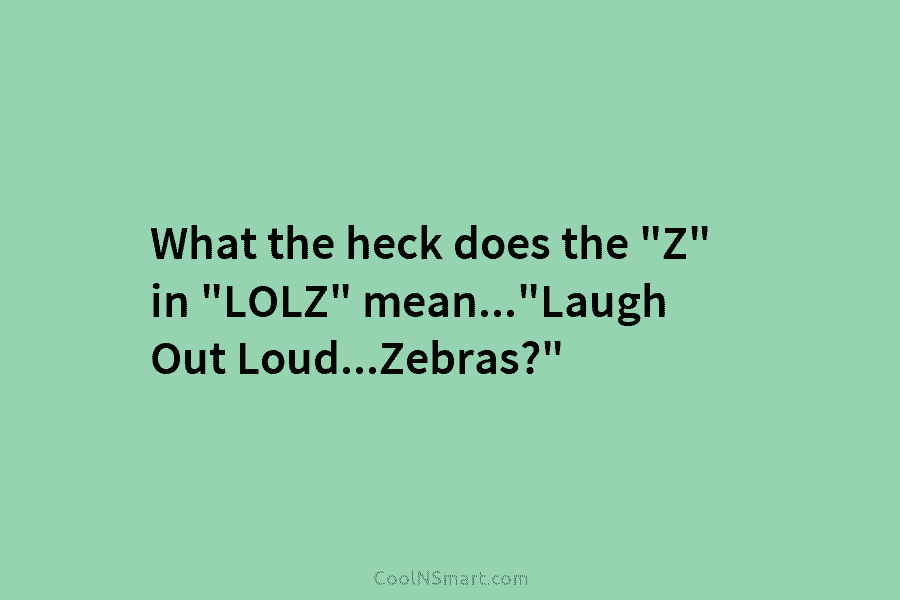 What the heck does the “Z” in “LOLZ” mean…”Laugh Out Loud…Zebras?”