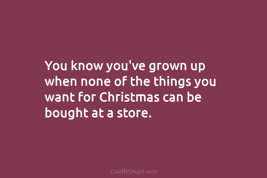 You know you’ve grown up when none of the things you want for Christmas can...