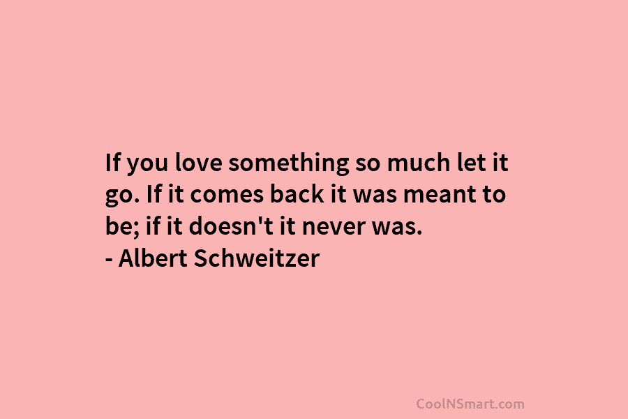If you love something so much let it go. If it comes back it was meant to be; if it...