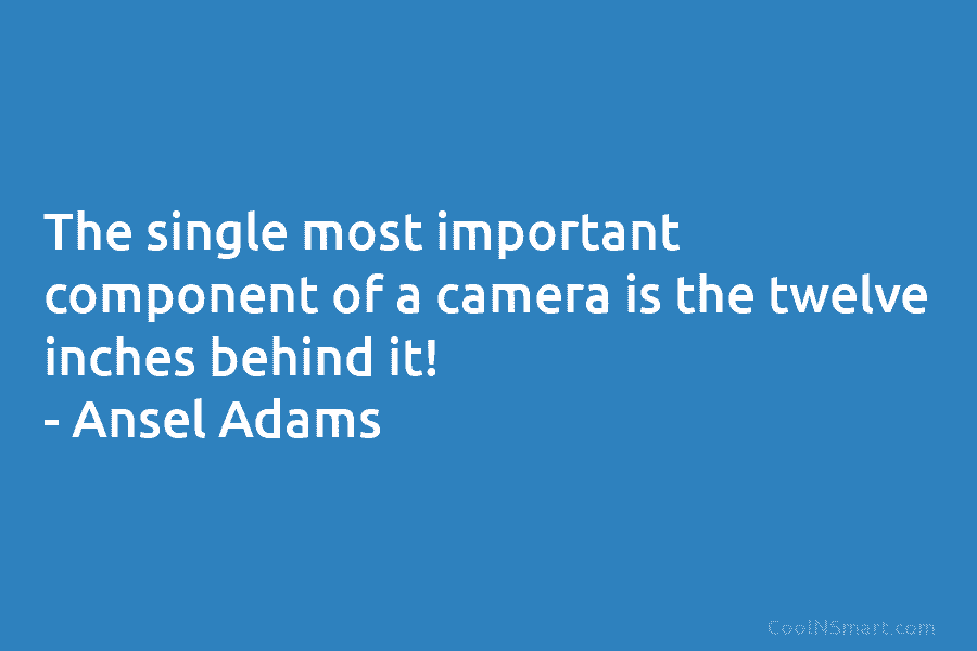 The single most important component of a camera is the twelve inches behind it! – Ansel Adams