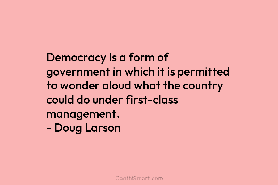 Democracy is a form of government in which it is permitted to wonder aloud what...