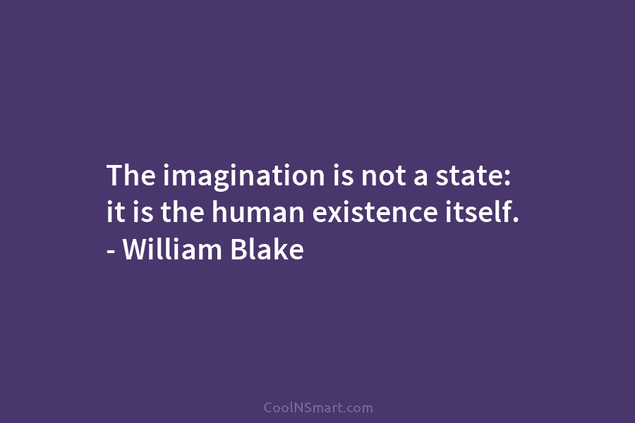 The imagination is not a state: it is the human existence itself. – William Blake