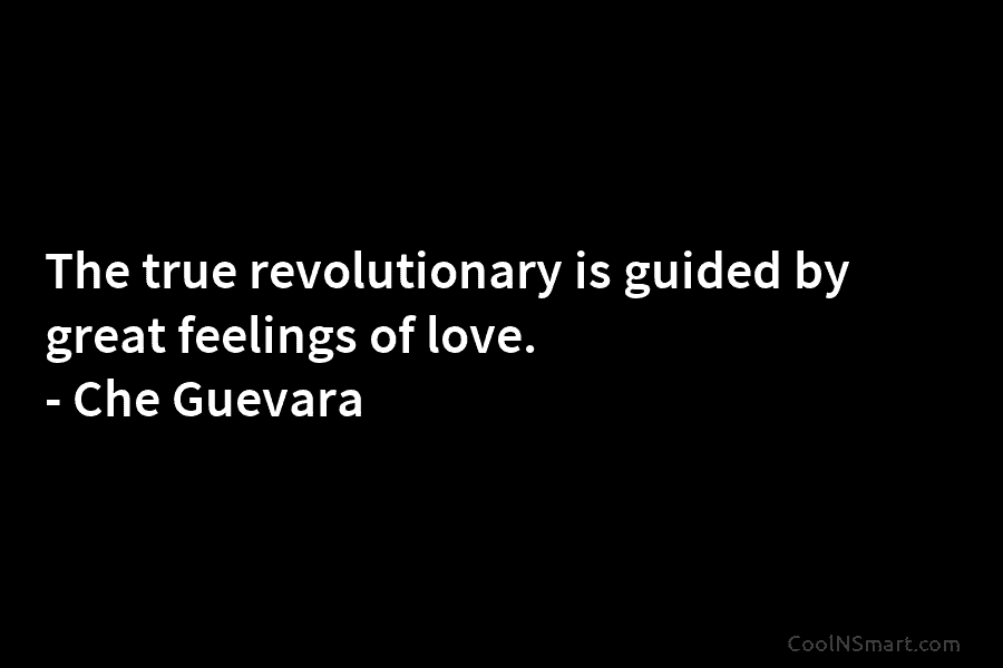 The true revolutionary is guided by great feelings of love. – Che Guevara