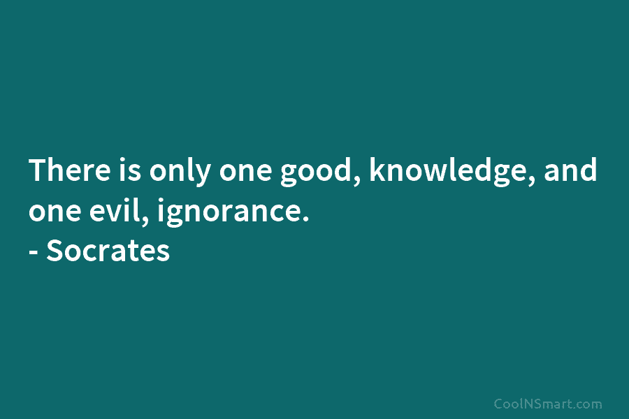 There is only one good, knowledge, and one evil, ignorance. – Socrates
