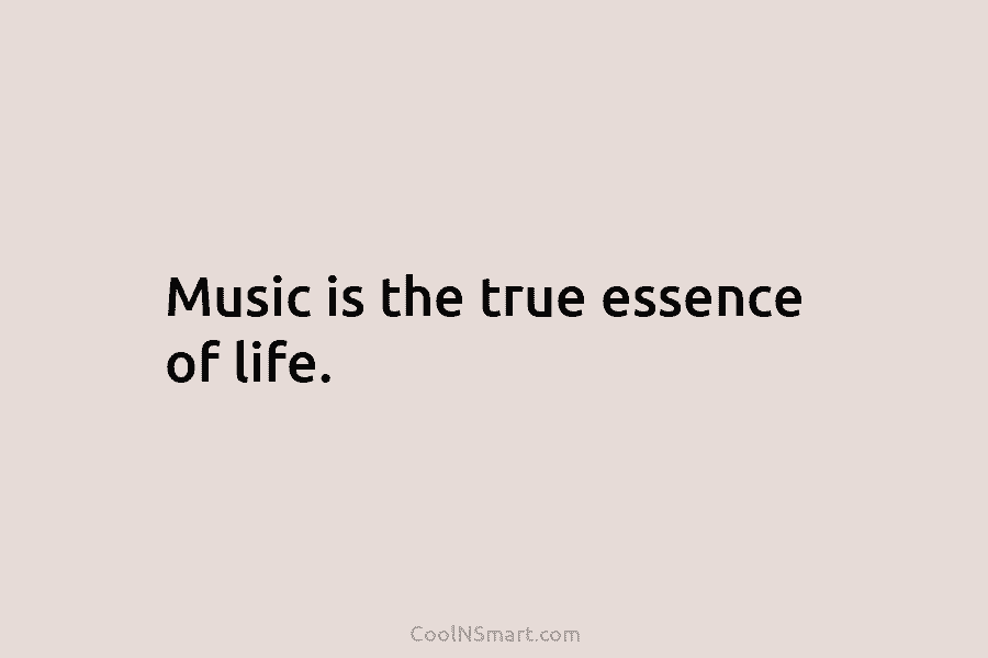 Music is the true essence of life.