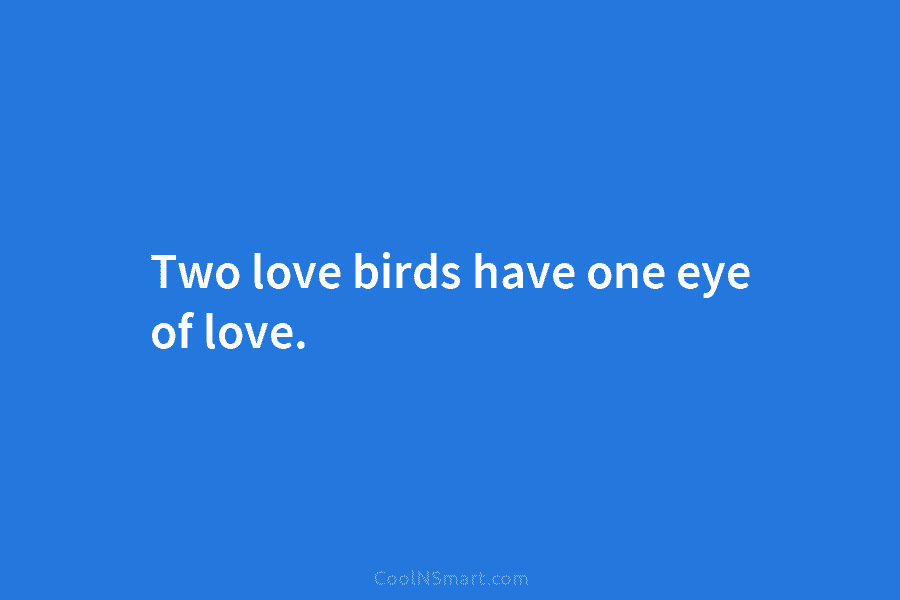 Two love birds have one eye of love.