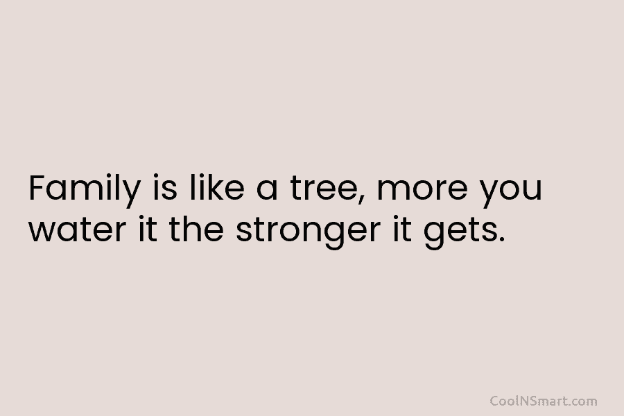 Family is like a tree, more you water it the stronger it gets.
