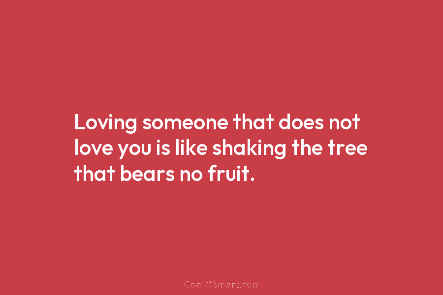 Loving someone that does not love you is like shaking the tree that bears no fruit.