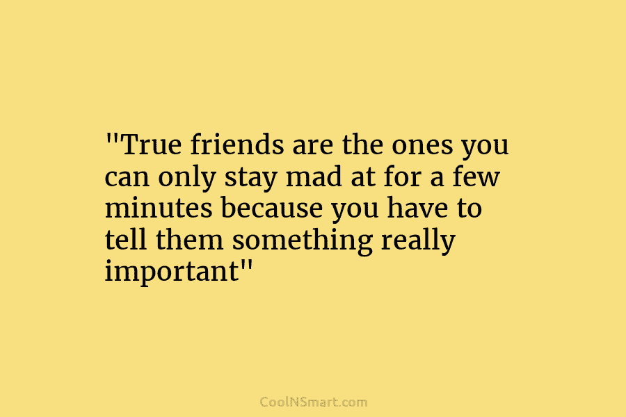 “True friends are the ones you can only stay mad at for a few minutes...