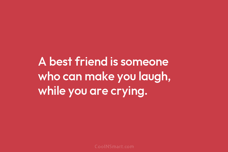A best friend is someone who can make you laugh, while you are crying.