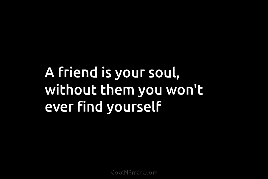 A friend is your soul, without them you won’t ever find yourself