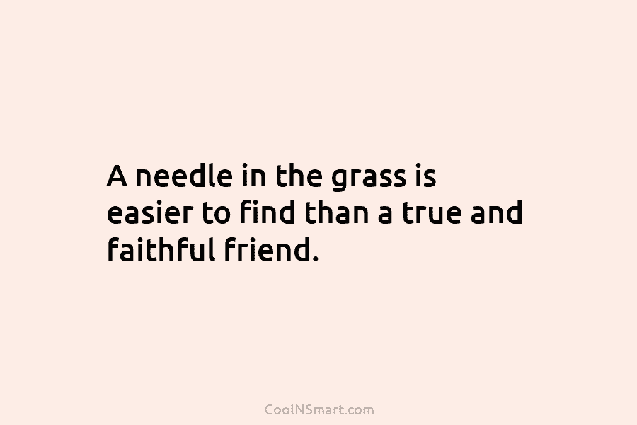 A needle in the grass is easier to find than a true and faithful friend.