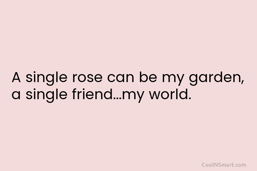 A single rose can be my garden, a single friend…my world.