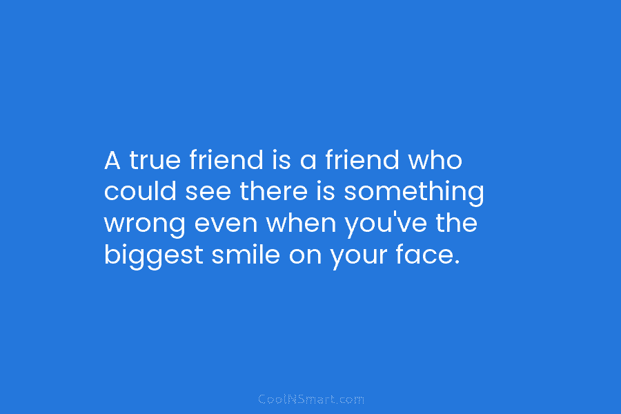 A true friend is a friend who could see there is something wrong even when...