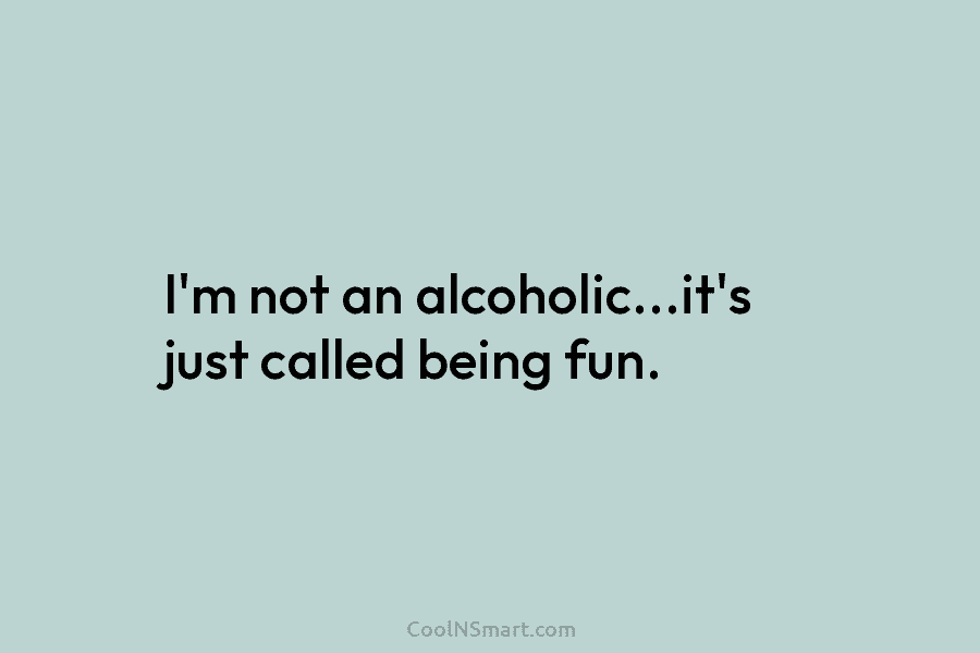 I’m not an alcoholic…it’s just called being fun.