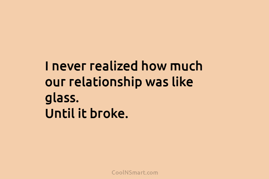 I never realized how much our relationship was like glass. Until it broke.
