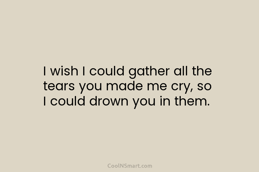 I wish I could gather all the tears you made me cry, so I could...