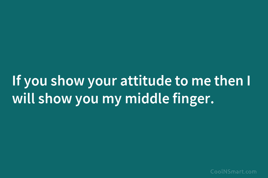 If you show your attitude to me then I will show you my middle finger.