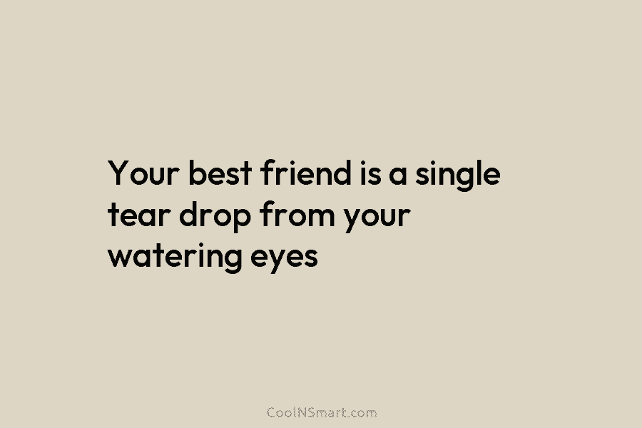 Your best friend is a single tear drop from your watering eyes