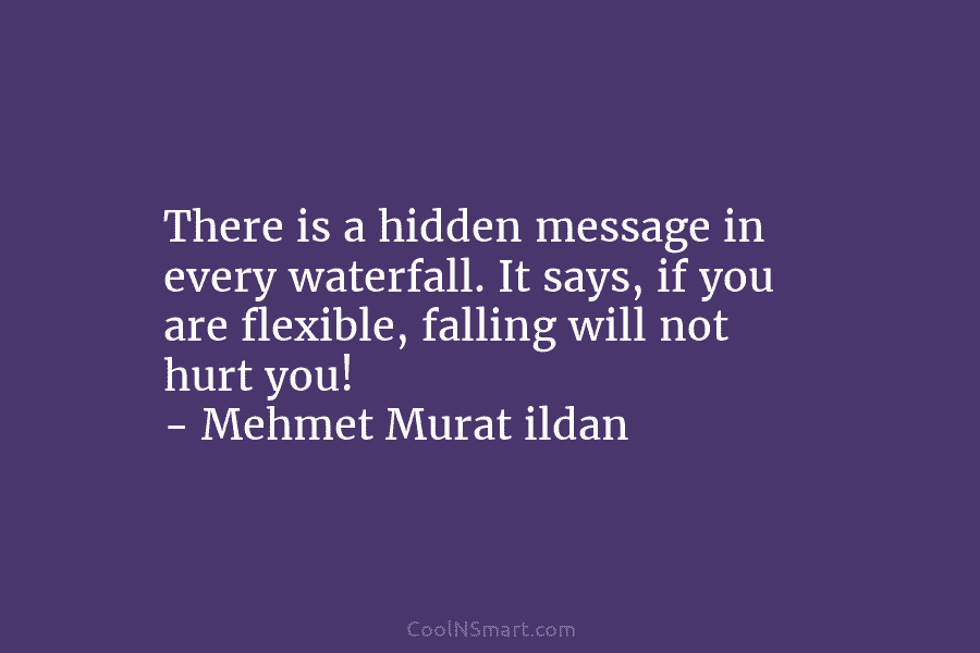 There is a hidden message in every waterfall. It says, if you are flexible, falling...