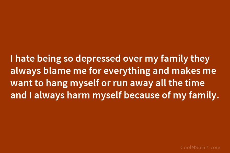 I hate being so depressed over my family they always blame me for everything and...