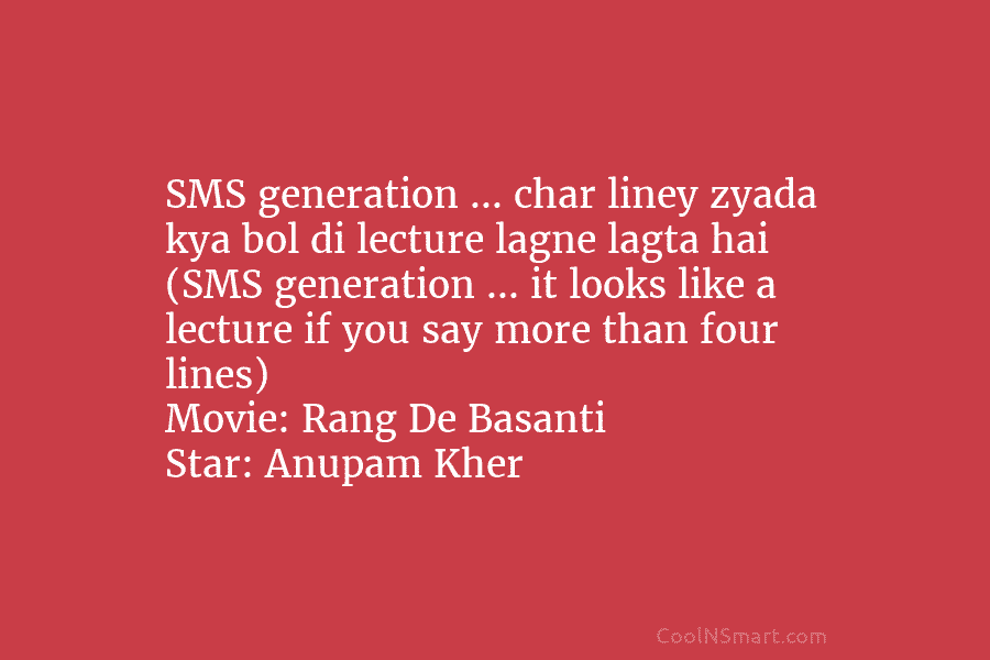 SMS generation … char liney zyada kya bol di lecture lagne lagta hai (SMS generation … it looks like a...