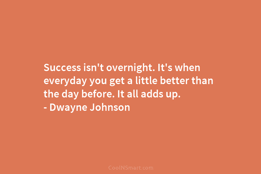 Success isn’t overnight. It’s when everyday you get a little better than the day before....