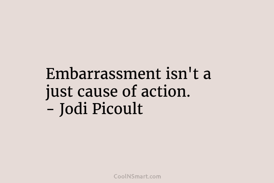 Embarrassment isn’t a just cause of action. – Jodi Picoult