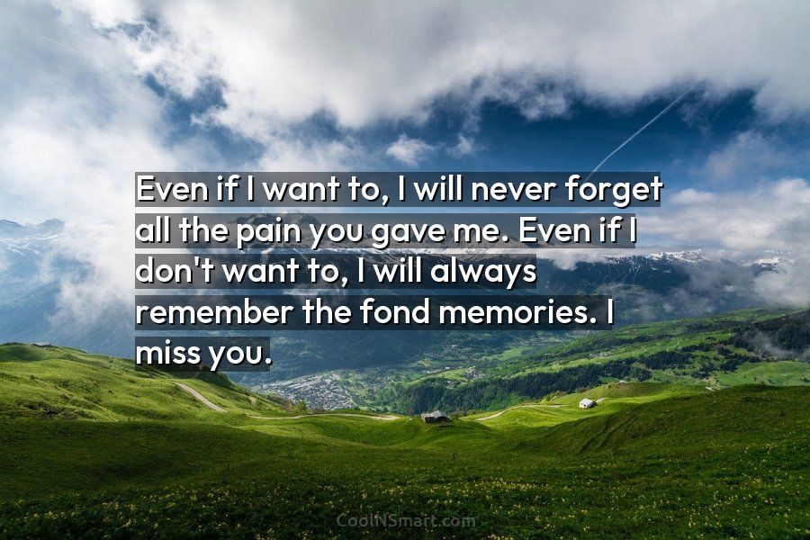 Quote Even If I Want To I Will Never Forget All The Pain Coolnsmart