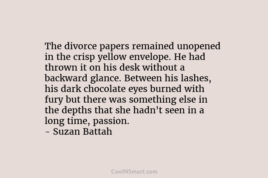 The divorce papers remained unopened in the crisp yellow envelope. He had thrown it on...