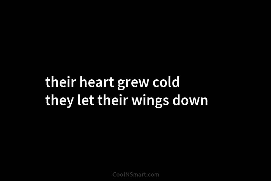 their heart grew cold they let their wings down