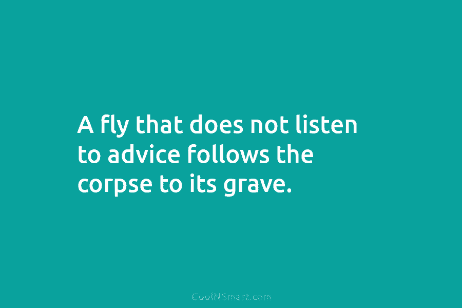 A fly that does not listen to advice follows the corpse to its grave.
