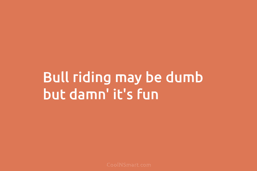 Bull riding may be dumb but damn’ it’s fun