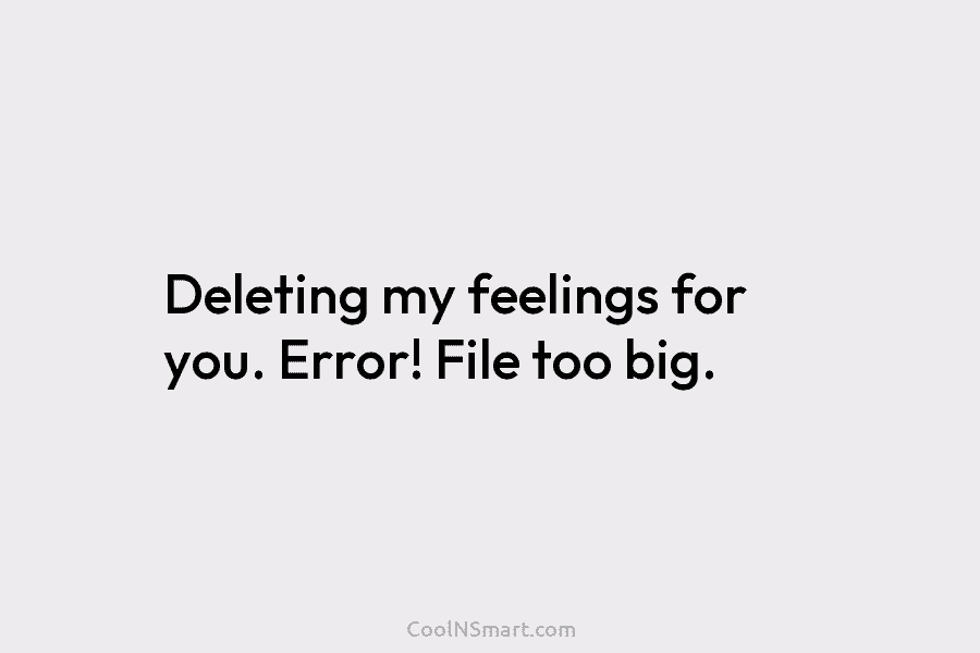 Deleting my feelings for you. Error! File too big.