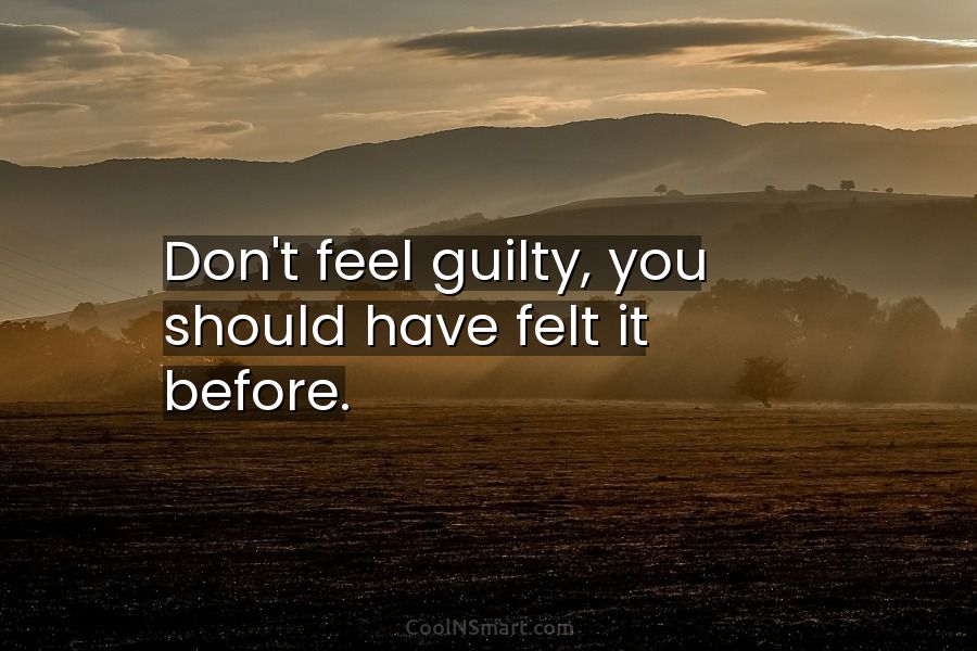 Quote: Don't feel guilty, you should have felt it before. - CoolNSmart