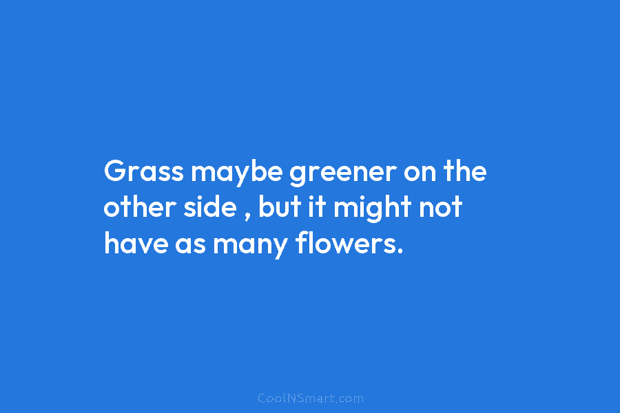 Grass maybe greener on the other side , but it might not have as many...