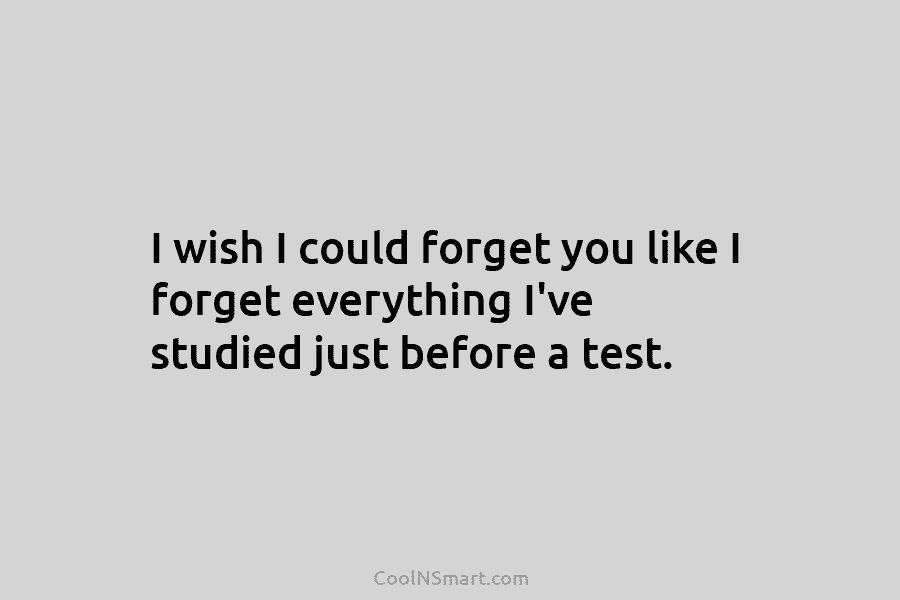 I wish I could forget you like I forget everything I’ve studied just before a...