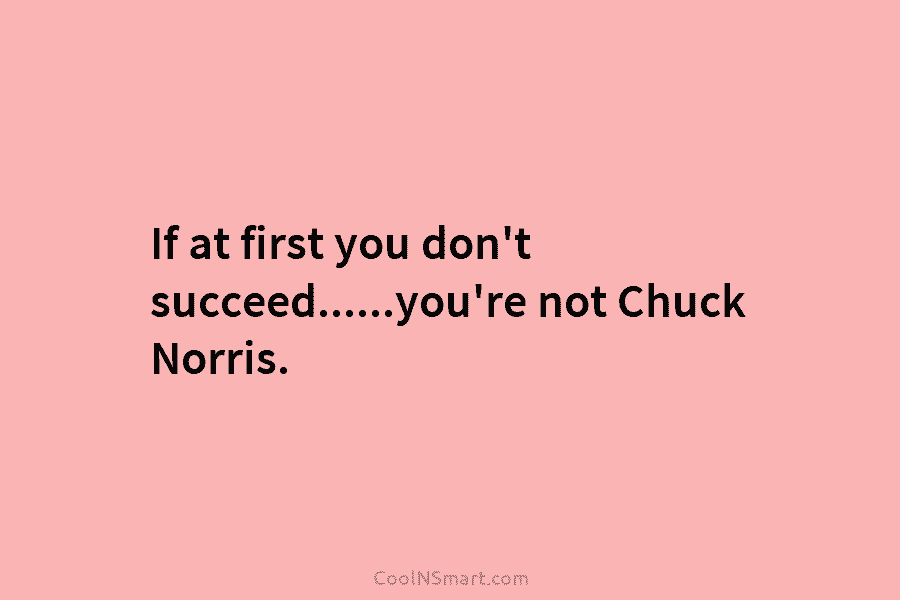 If at first you don’t succeed……you’re not Chuck Norris.