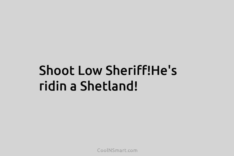 Shoot Low Sheriff!He’s ridin a Shetland!
