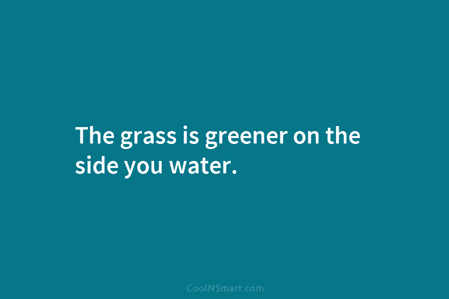 The grass is greener on the side you water.