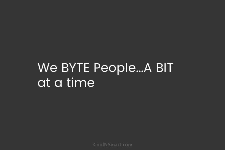 We BYTE People…A BIT at a time
